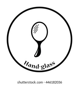 Hand-glass icon. Thin circle design. Vector illustration.