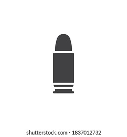 Icono del vector de municiones de arma de fuego. signo plano relleno para concepto móvil y diseño web. Icono de glifo de bala de pistol. Símbolo, ilustración del logotipo. Gráficos vectoriales