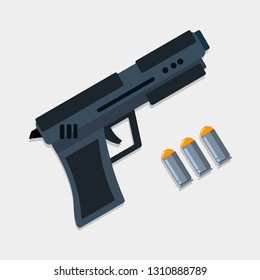 handgun with bullet vector illustration