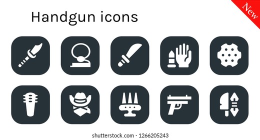  handgun icon set. 10 filled handgun icons. Simple modern icons about  - Weapon, Cowboy, Weapons, No weapons, Revolver, Gun