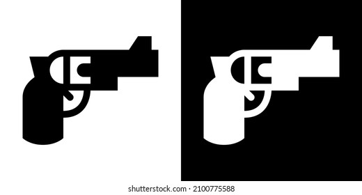 Handgun. Symbol in der weißen und schwarzen Version.