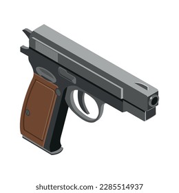 Handgun isometric icon 3d vector illustration