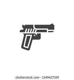 Handgun pistol vector icon. filled flat sign for mobile concept and web design. Pistol gun glyph icon. Symbol, logo illustration. Vector graphics