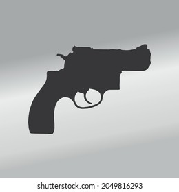handgun revolver silhouette flat vector illustration