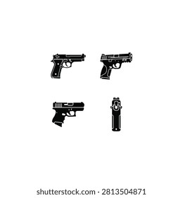 Handgun Semi Automatic Pistol Weapon Firearm Vector Illustration