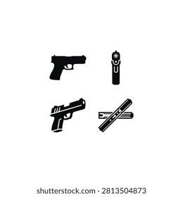 Handgun Semi Automatic Pistol Weapon Firearm Vector Illustration