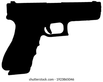 Handgun Silhouette Vector Illustration On White Background 