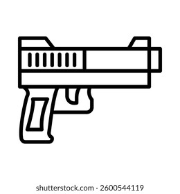Handgun Vector Line Icon Design