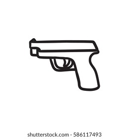 Handgun-Vektorgrafik-Symbol einzeln auf Hintergrund. Handgezeichnetes Handgun-Symbol. Handgun-Sketch-Symbol für Infografik, Website oder App.