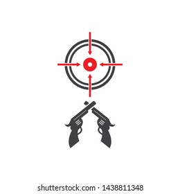 handgun,and target icon logo vector illustration design