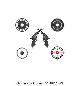 handgun,and target icon logo vector illustration design