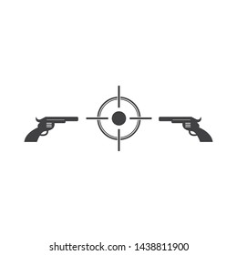 handgun,and target icon logo vector illustration design