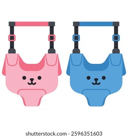 Handheld baby walking harness vector cartoon illustration isolated on a white background.