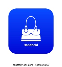 Handheld bag icon blue vector isolated on white background