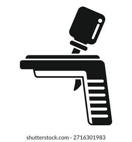 Icono de escáner de código de barras de mano en Ilustración vectorial en blanco y negro para escanear productos minoristas en el Completar compra del punto de venta, que simboliza la tecnología moderna y la gestión de inventario