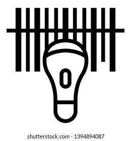 Handheld barcode scanner icon. Outline handheld barcode scanner vector icon for web design isolated on white background