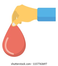 
Handheld blood drop is denoting the blood donor icon 
