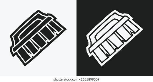 Handheld Brush Icon in Black Filled and White Filled Cutout Style