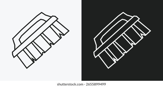 Icono de pincel de mano en estilo de recorte de arte de línea negra y línea blanca