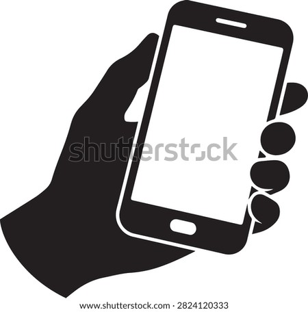 Handheld cellphone icon showing screen interface for communication and wireless cellular internet connectivity.