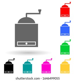hand-held coffee grinder multi color style icon. Simple glyph, flat vector of kitchen tools icons for ui and ux, website or mobile application