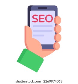 Handheld device, flat style icon of mobile seo 