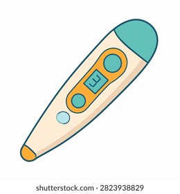 A handheld digital thermometer used for accurate body temperature measurement with a digital display and ergonomic design.