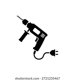 Handheld Electric Drill Black and White Construction Tool Icon