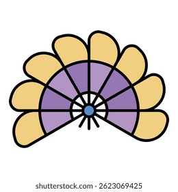 Handheld fan icon. Outline handheld fan vector icon color flat isolated