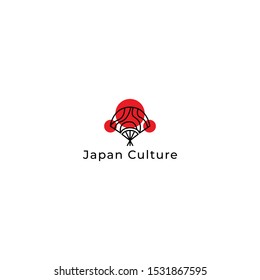 hand-held fan Japanese culture logo vector with unique and simple style 