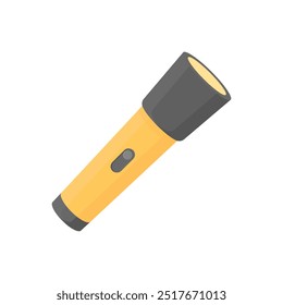 Hand-held flashlight in cartoon style on a white isolated background. Flashlight for the road