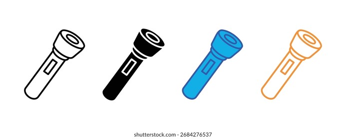 Icono de la linterna de mano. Vector de camping, senderismo y aventuras de preparación para emergencias. Ilustración vectorial.