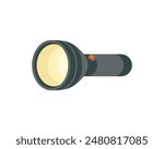 Handheld flashlight icon. Vector flat illustration. Lighting hiking equipment.
