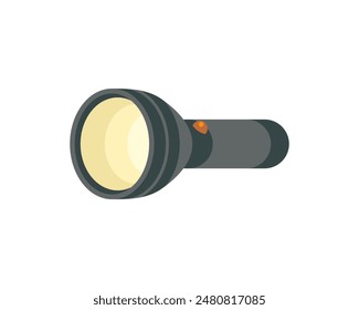 Handheld flashlight icon. Vector flat illustration. Lighting hiking equipment.
