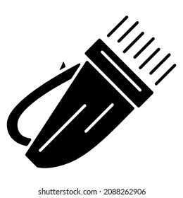 A handheld flashlight with a large and bright light. Portable flashlight with a convenient handle. Vector icon, glyph, isolated