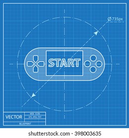 Handheld game console blueprint icon 