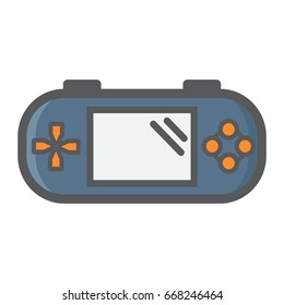 Handheld game console colorful line icon, controller and gadget, vector graphics, a filled pattern on a white background, eps 10.