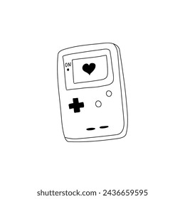 Handheld Game Console Doodle With Heart Icon on Screen