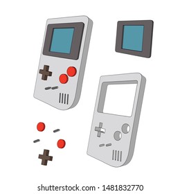 Handheld game console icon. Handheld game console isometric vector icon for web design isolated on white background - Stock Vector