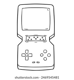 handheld game console illustration hand drawn outline isolated vector