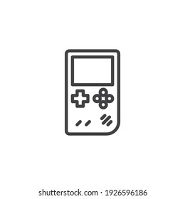 Handheld game console line icon. linear style sign for mobile concept and web design. Portable video game outline vector icon. Symbol, logo illustration. Vector graphics
