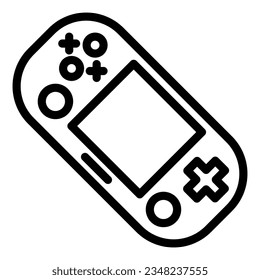 Icono de la línea de consola de juegos de mano. Ilustración vectorial de la almohadilla de juego portátil aislada en blanco. Estilo de esquema de juegos diseñado para y aplicación. Eps 10.