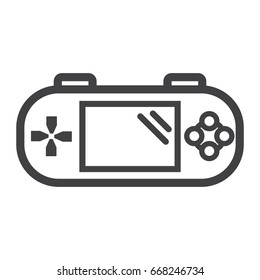 Handheld game console line icon, controller and gadget, vector graphics, a linear pattern on a white background, eps 10.