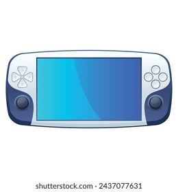 Handheld game console portable video gaming modern gadget with button and display vector flat illustration. Digital entertainment control panel wireless keypad gamepad gamer joystick technology