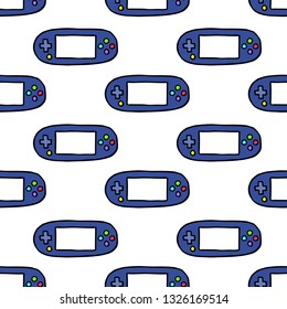 handheld game console seamless doodle pattern