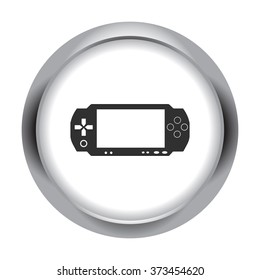 Handheld game console simple icon on colorful round background
