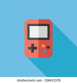 Handheld game consoles flat icon with long shadow,eps10
