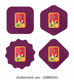 Handheld game consoles flat icon with long shadow,eps10