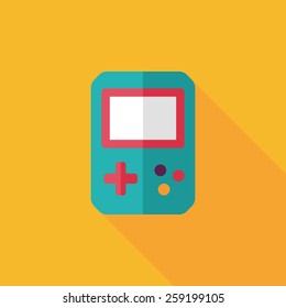 Handheld game consoles flat icon with long shadow,eps10