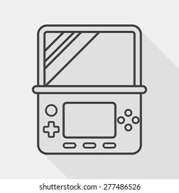 Handheld game consoles flat icon with long shadow, line icon